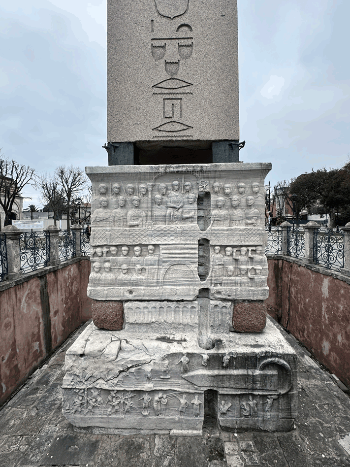 Base of the ancient Egyptian obelisk in Istanbul historic Hippodrome